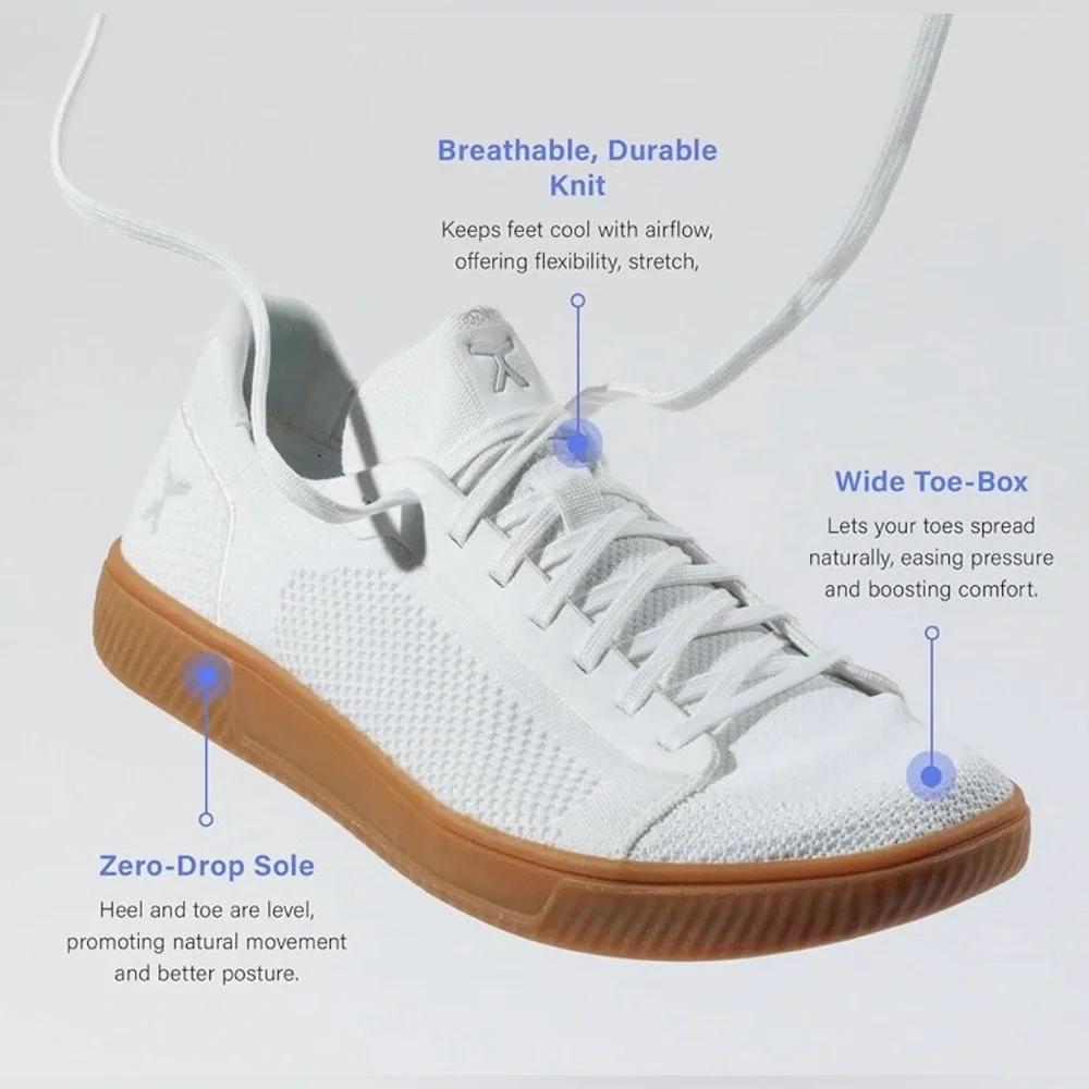Flux footwear Adapt Knit Trainer White with Gum Sole Textured Comfort Insole